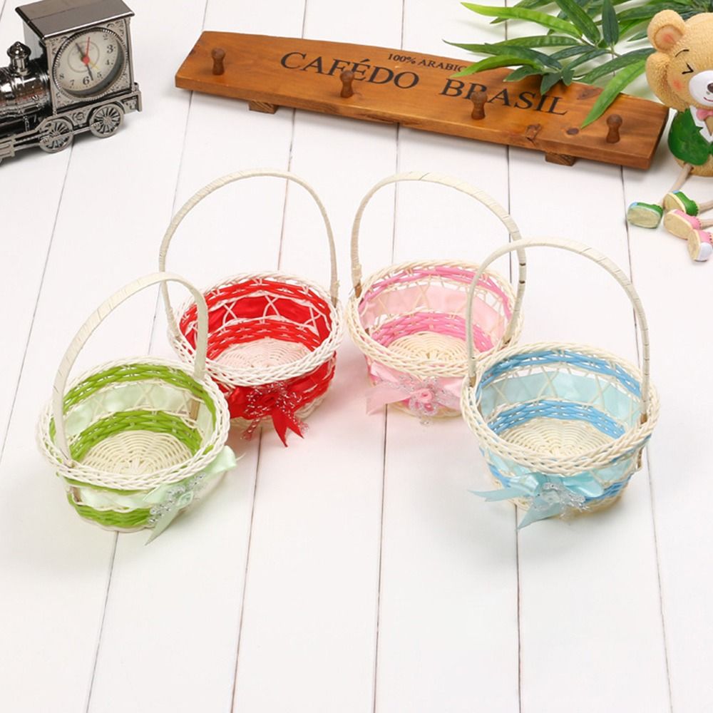 Basket Bag Wicker - سلة تخزين زهور جميلة مصنوعة يدويًا،