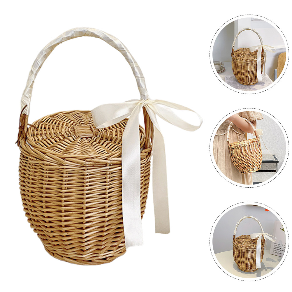 سلة نزهة منسوجة يدويًا على الط - مراجعة Basket Bag Wicker وسعره
