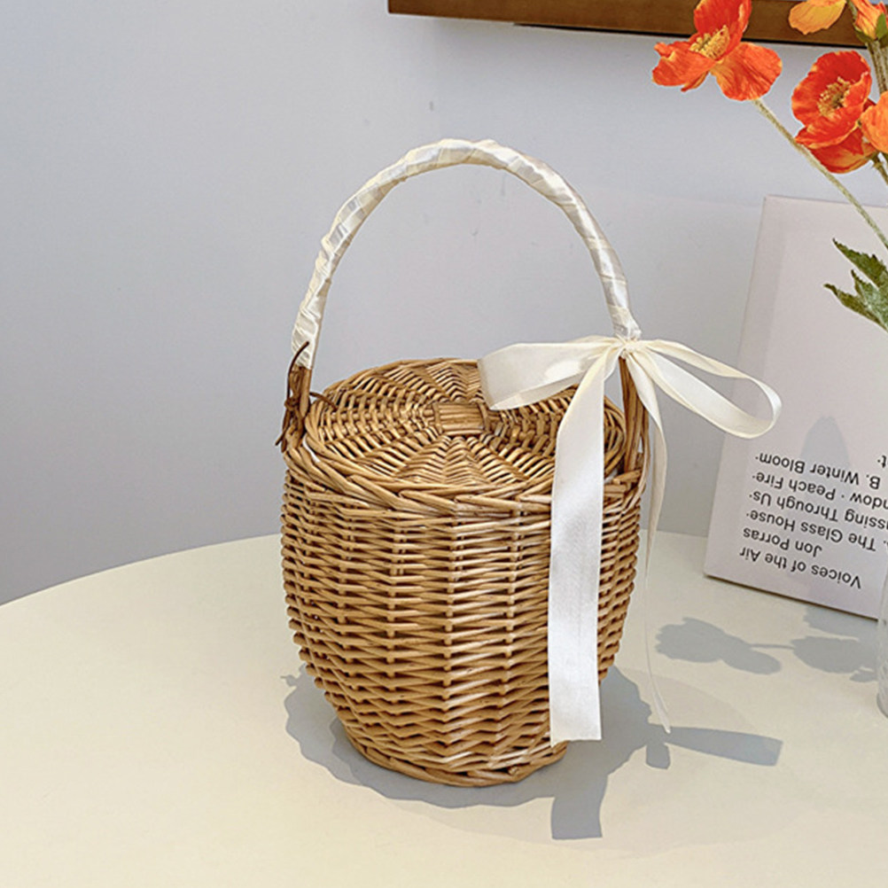 سلة نزهة منسوجة يدويًا على الط - مراجعة Basket Bag Wicker وسعره