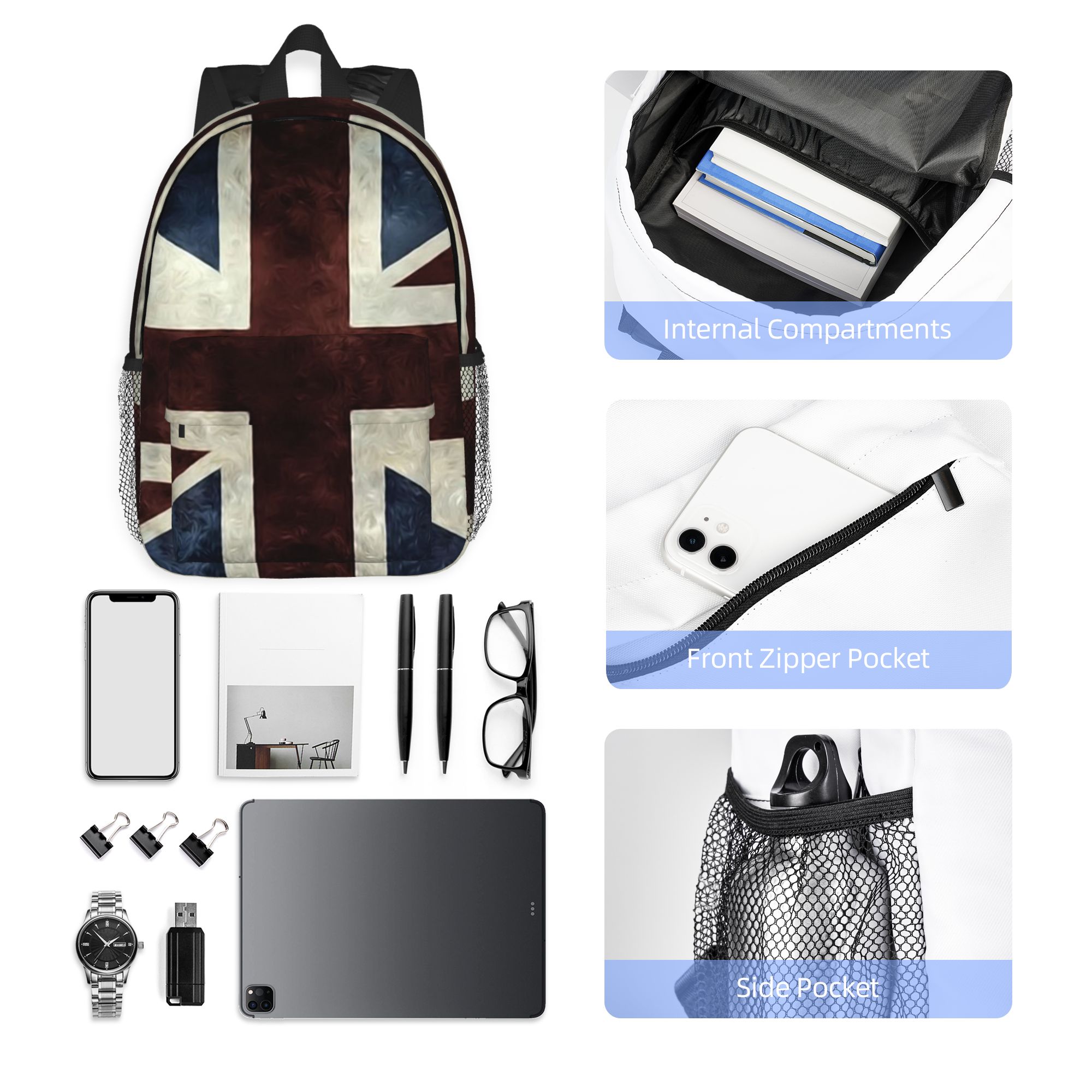 حقيبة ظهر بعلم الاتحاد الجامعي - مراجعة Women Bags Uk Sale وسعره