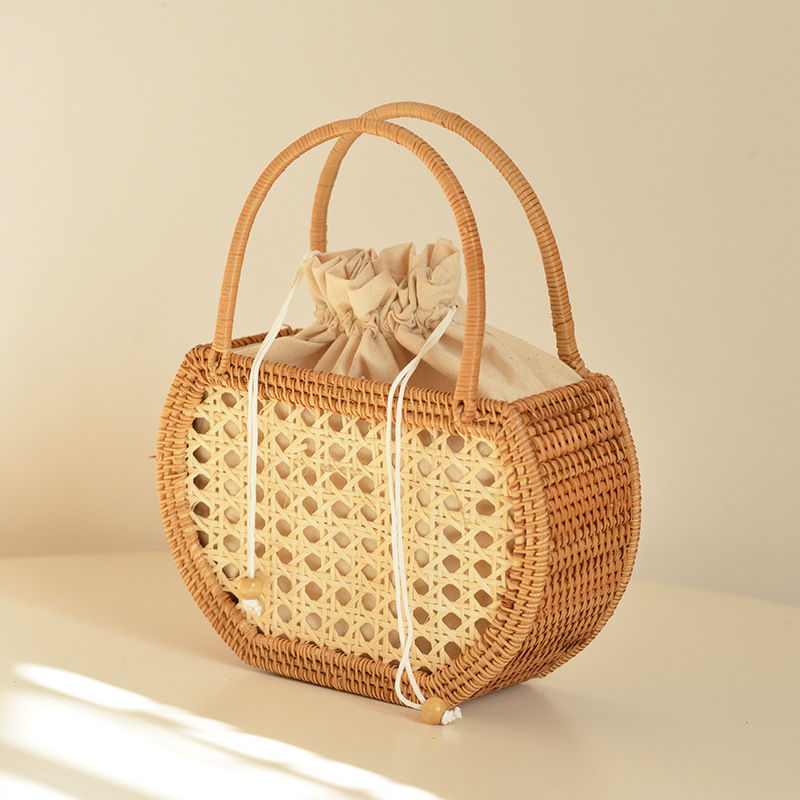 عادية جوفاء سلة من الخيزران أك - مراجعة Basket Bag Wicker وسعره