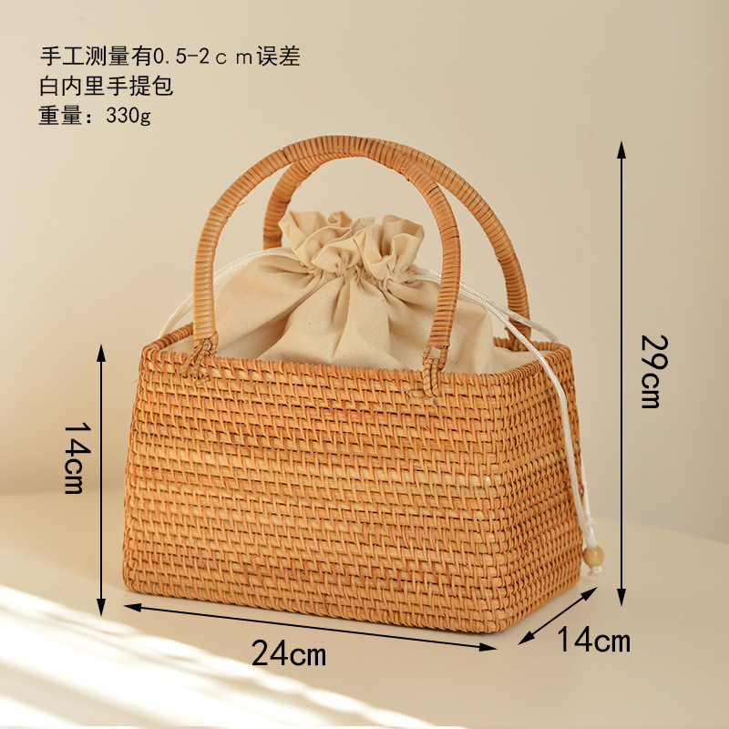 عادية جوفاء سلة من الخيزران أك - مراجعة Basket Bag Wicker وسعره
