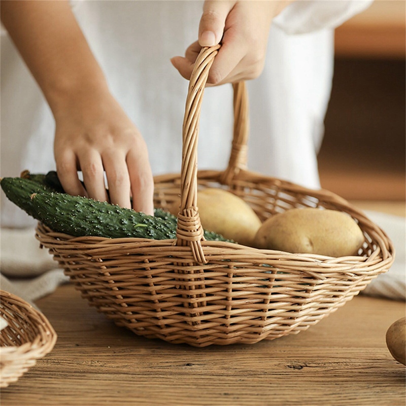 سلة تخزين من الخيزران بمقبض، س - مراجعة Basket Bag Wicker وسعره