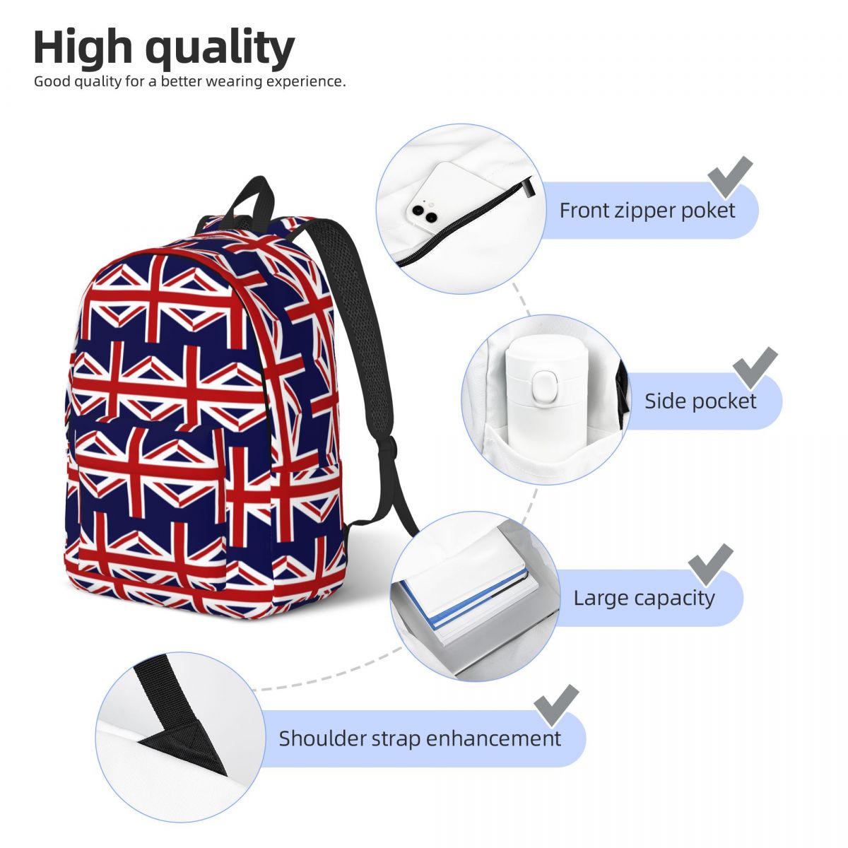 حقيبة ظهر بعلم الاتحاد الجامعي - مراجعة Women Bags Uk Sale وسعره
