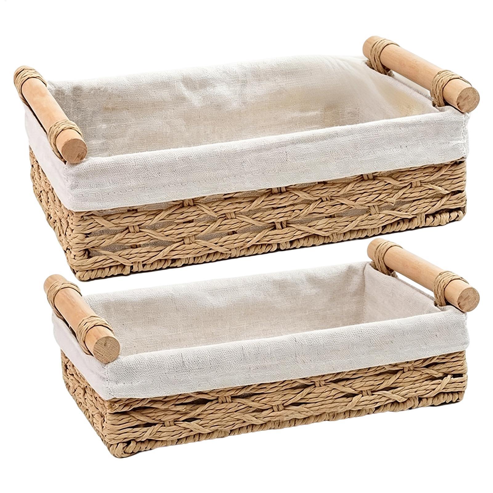 سلة تخزين بمقابض وبطانات داخلي - مراجعة Basket Bag Wicker وسعره