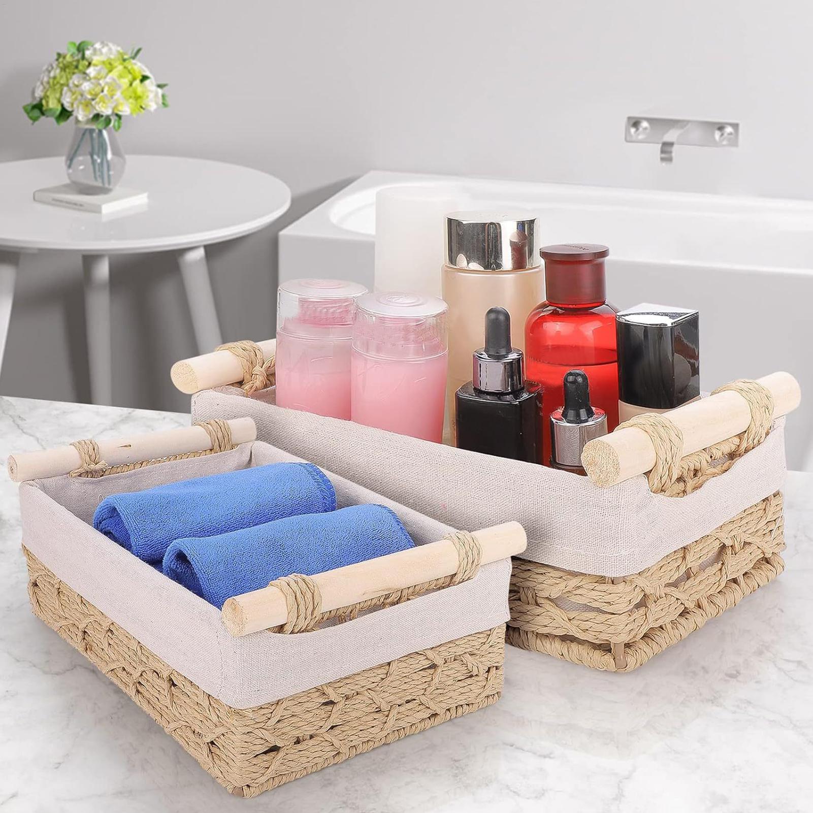 سلة تخزين بمقابض وبطانات داخلي - مراجعة Basket Bag Wicker وسعره