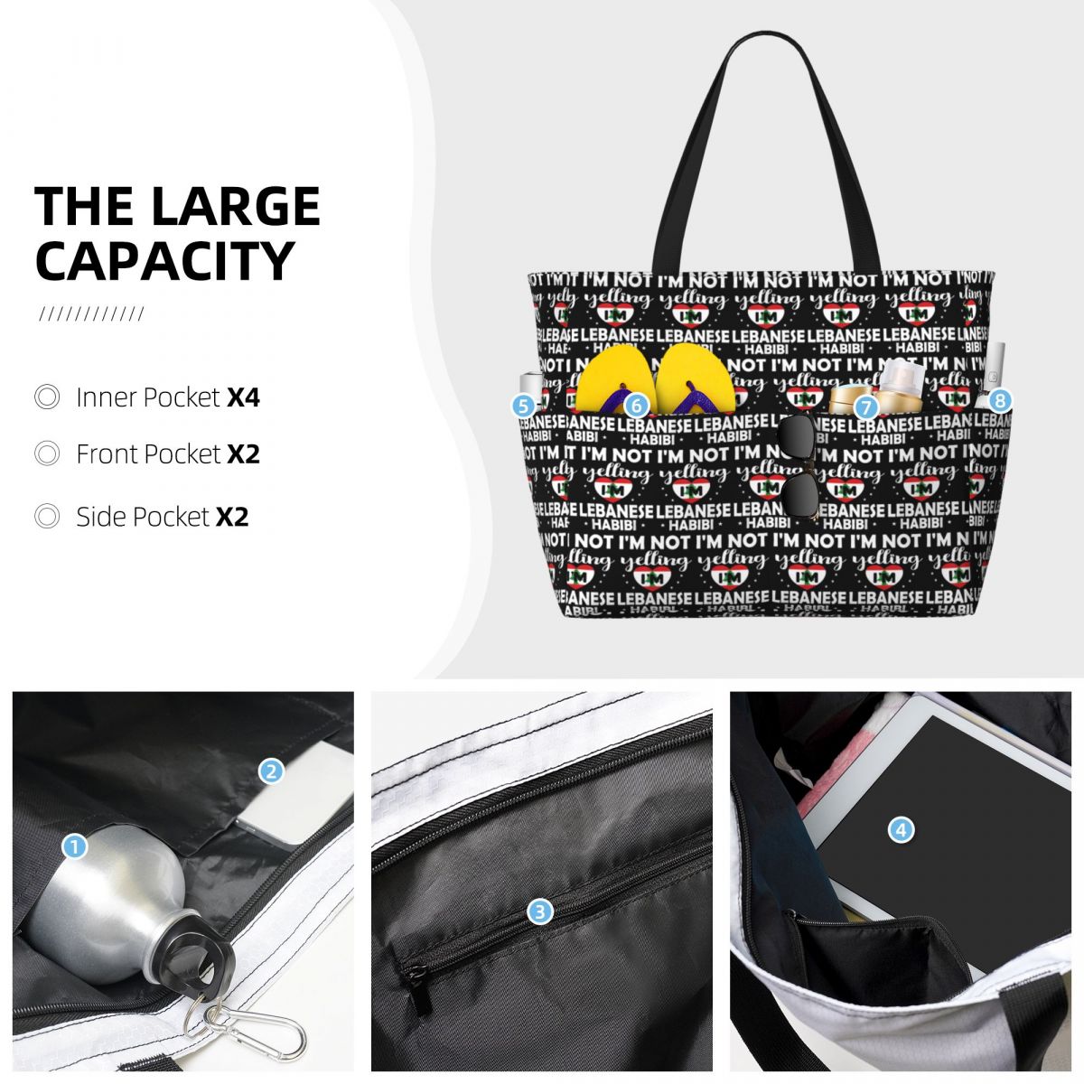 حقيبة شاطئية كبيرة بتصميم علم  - مراجعة Women Bags Lebanon وسعره