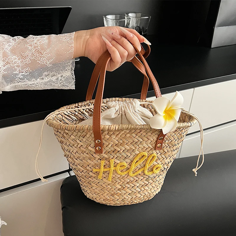 عادية الخوص سلة مغزولة أكياس ا - مراجعة Basket Bag Wicker وسعره