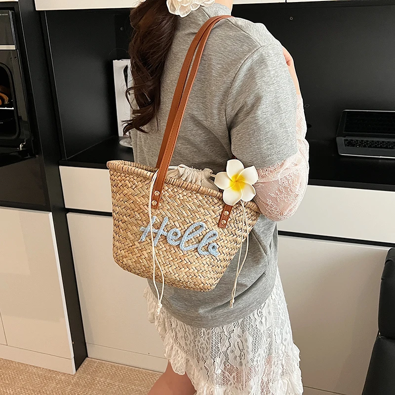 عادية الخوص سلة مغزولة أكياس ا - مراجعة Basket Bag Wicker وسعره